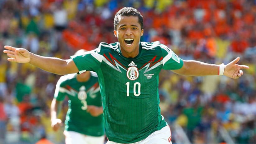 Giovani Dos Santos celebrates his goal against the Netherlands (June 29, 2014)