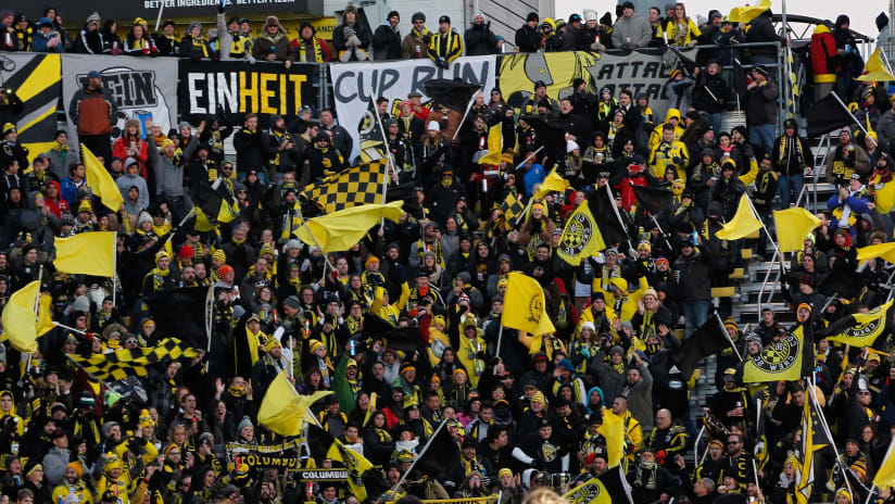 Columbus Crew SC fans in the Nordecke, November 2015