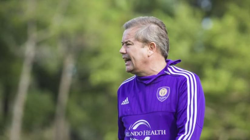 Orlando City head coach Adrian Heath in training