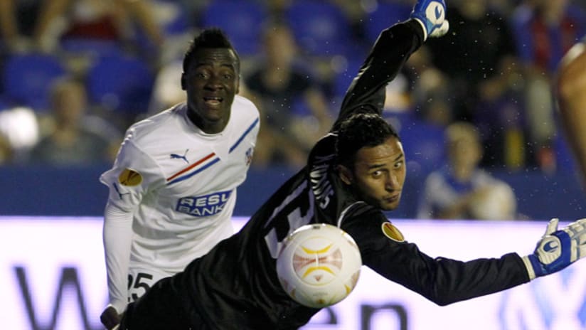 David Accam in action with Helsingborgs