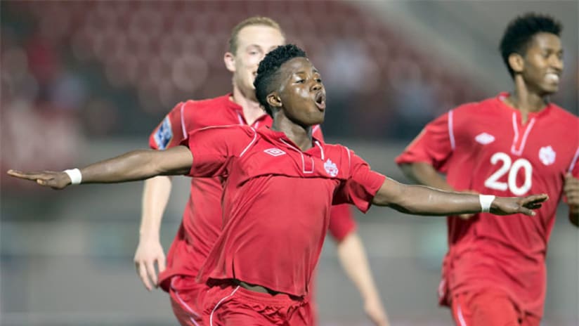 Canada U-17 Hanson Boakai celebrates his equalizer vs. Costa Rica