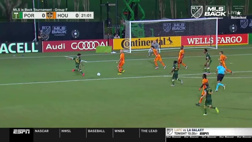 SHOT ON TARGET: Eryk Williamson, Portland Timbers - 21st minute