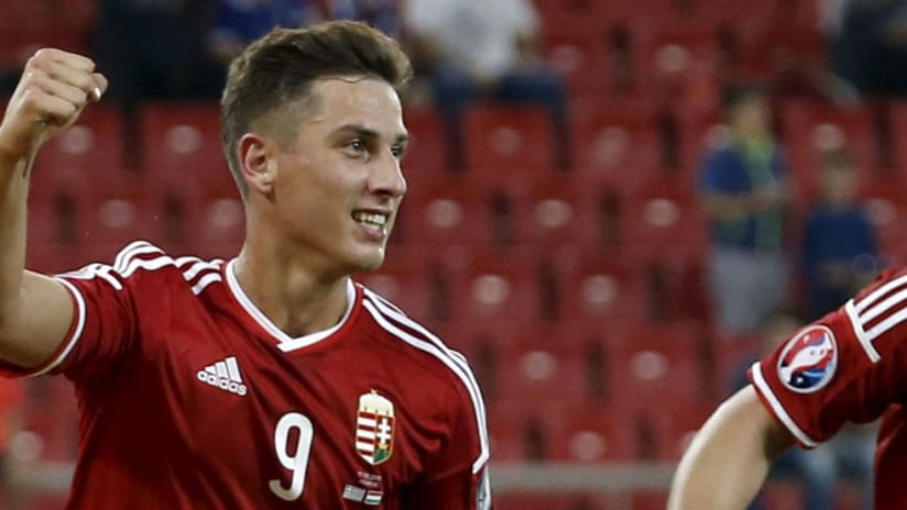 Krisztian Nemeth celebrates for Hungary