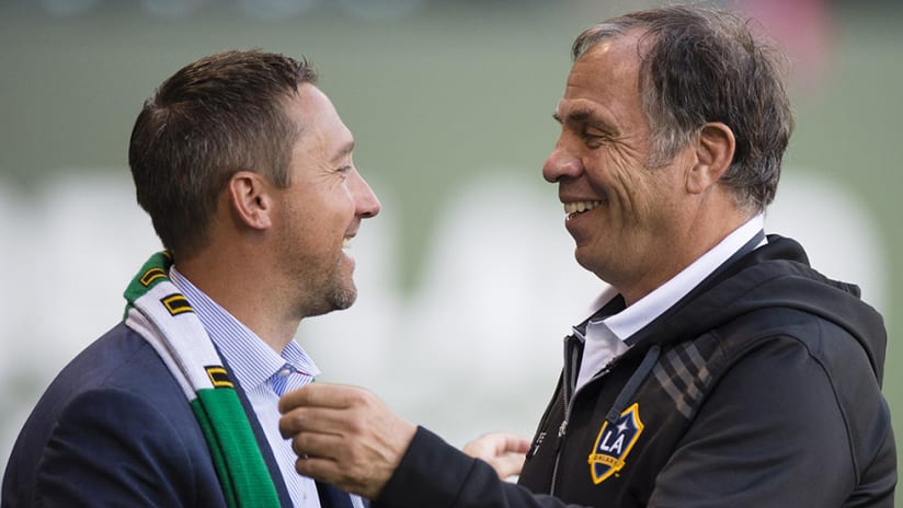 Caleb Porter - Bruce Arena - handshake