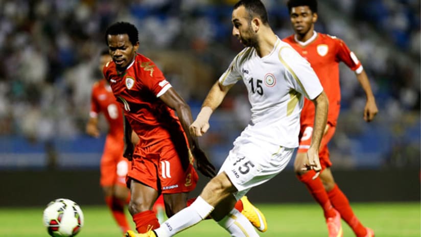 Justin Meram in action for Iraq vs. Oman