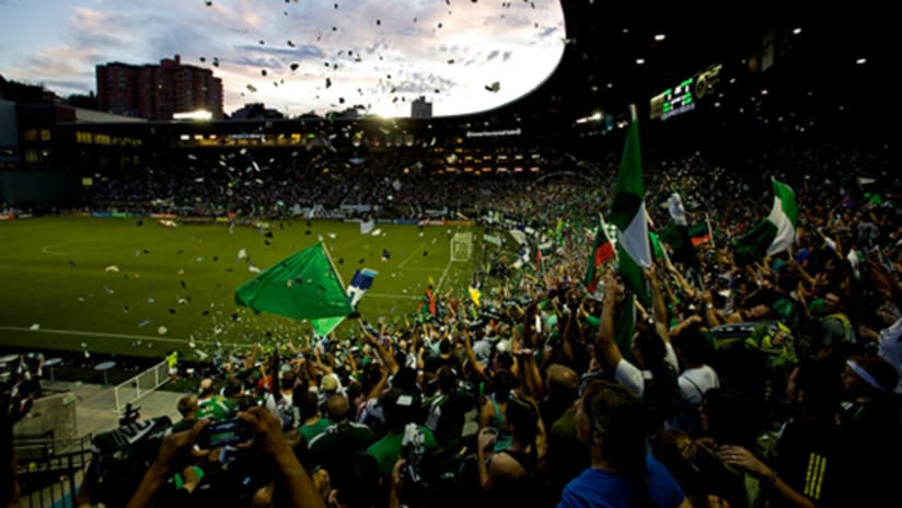Timbers fans celebrate at JELD-WEN Field