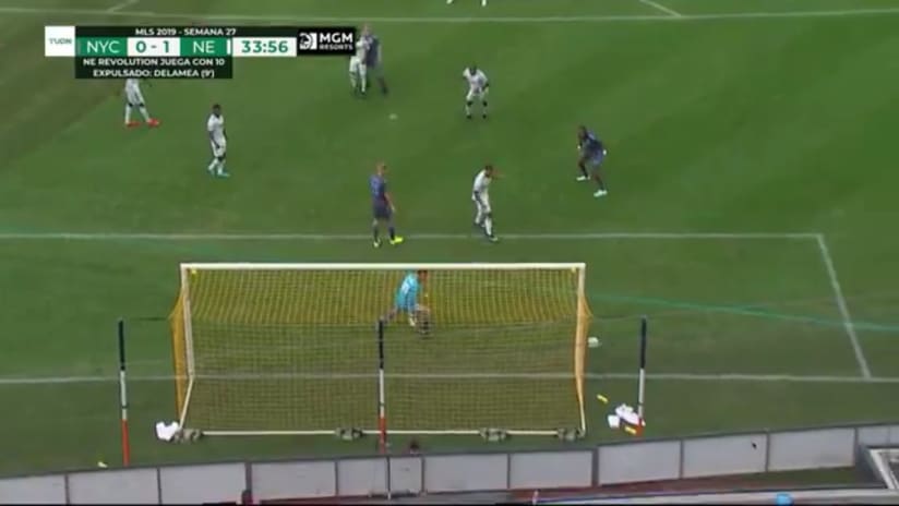 SHOT: Gary Mackay-Stevens scuffs an effort just wide of goal