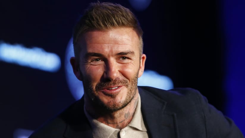 David Beckham - MLS media day - smiling