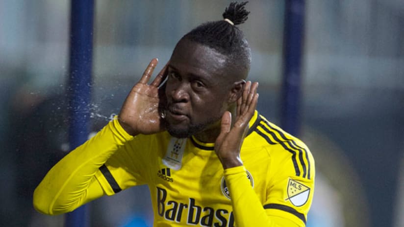 Columbus Crew SC forward Kei Kamara celebrates after scoring