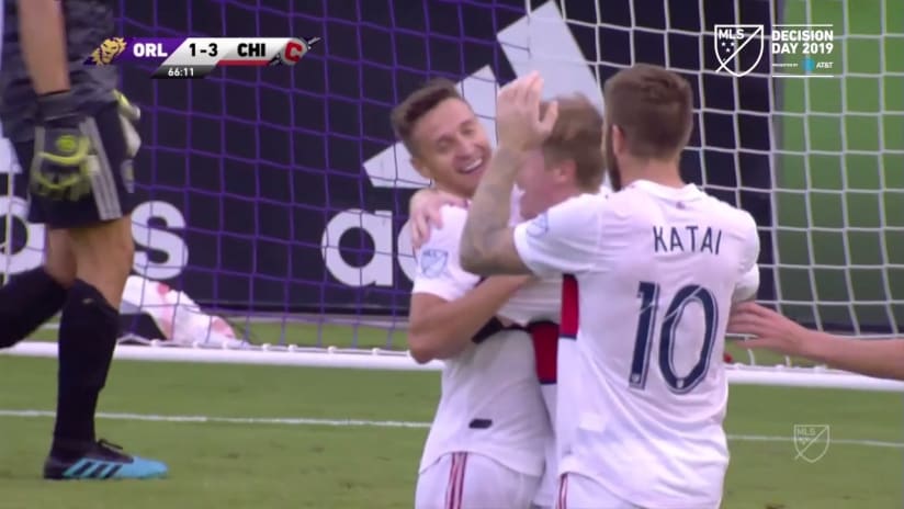 GOAL: Przemyslaw Frankowski scores with a beautiful backheel