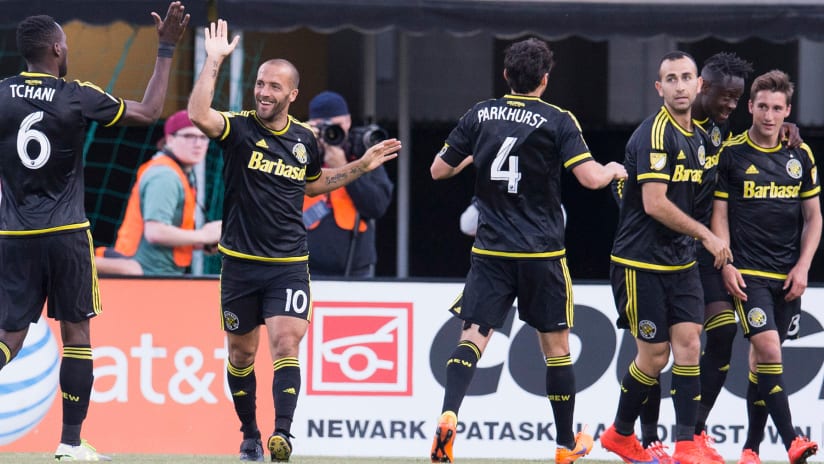 Columbus Crew SC celebrate during CLBvCHI