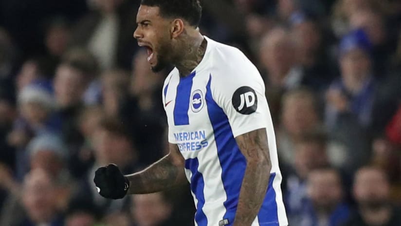 Jurgen Locadia - celebrates a goal for Brighton