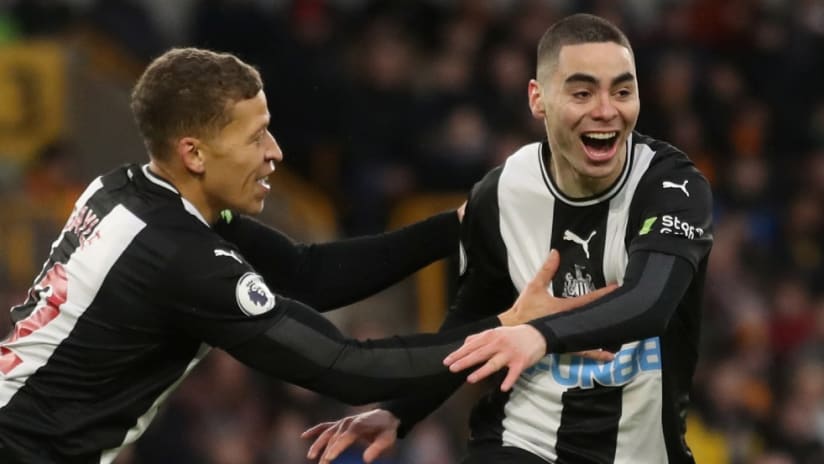 Miguel Almiron - celebrating - goal vs Wolves