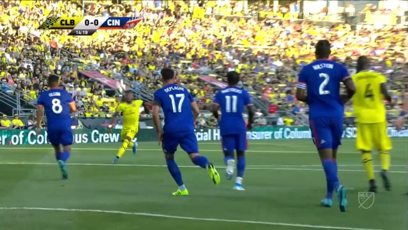 SHOT: Luis Diaz pelts volley just wide