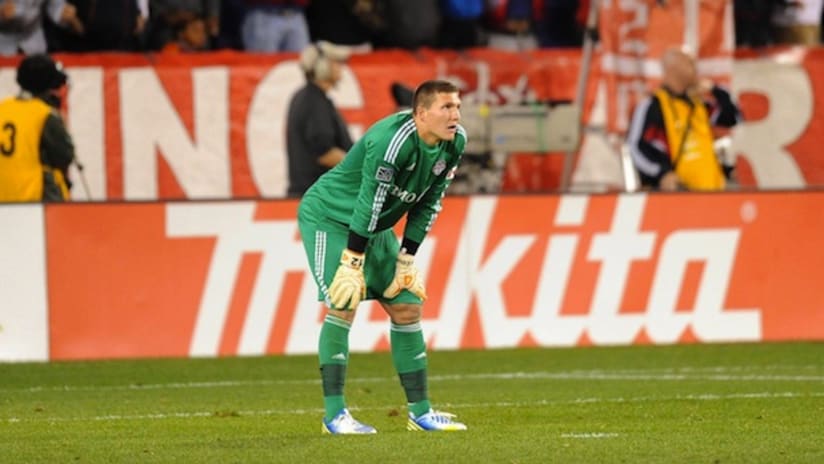 Joe Bendik is frustrated after conceding to New York