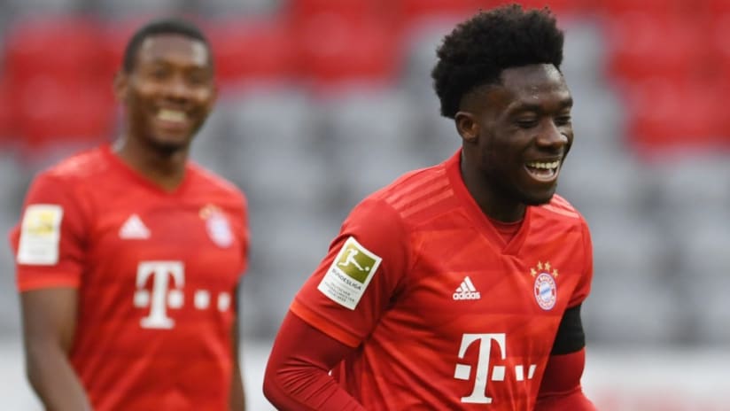 Alphonso Davies - smiling - at Bayern Munich