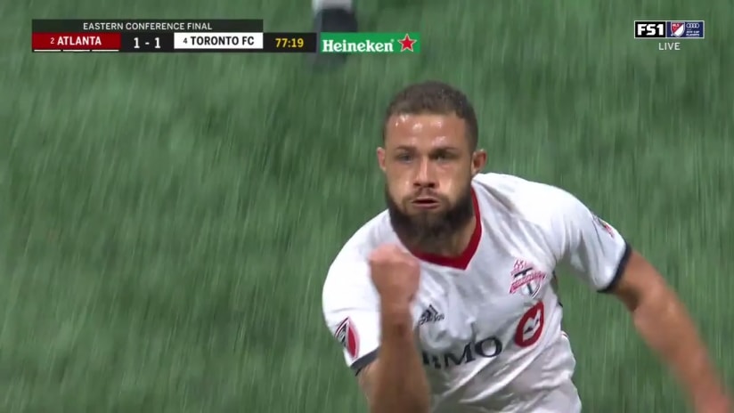 GOAL: Nick DeLeon blasts the ball by Brad Guzan into the upper corner