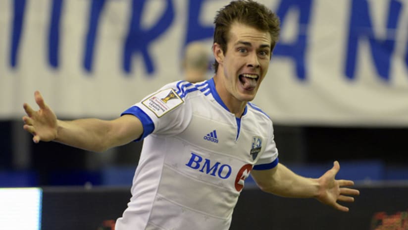 Cameron Porter (Montreal Impact) celebrates his goal vs. Pachuca in the CCL