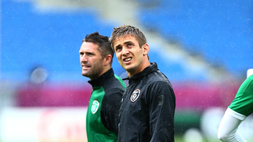 Robbie Keane and Kevin Doyle on duty with the Republic of Ireland