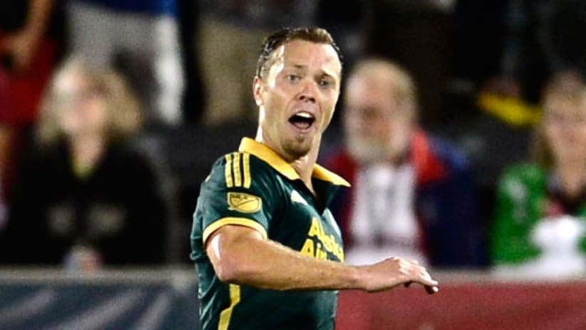 Portland Timbers midfielder Jack Jewsbury celebrates after scoring
