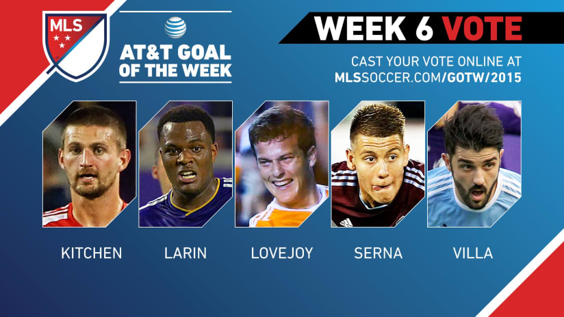 AT&T MLS Goal of the Week update: Dillon Serna, Rob Lovejoy, Cyle Larin all chasing Week 6 crown