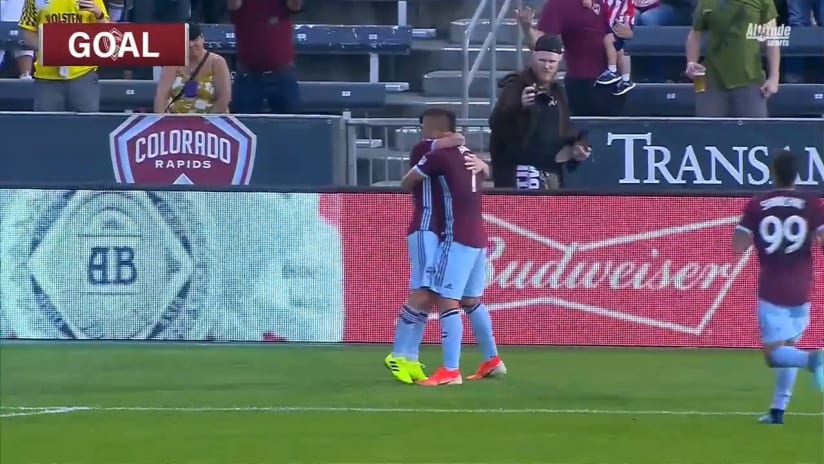 GOAL: Diego Rubio heads it home just before halftime