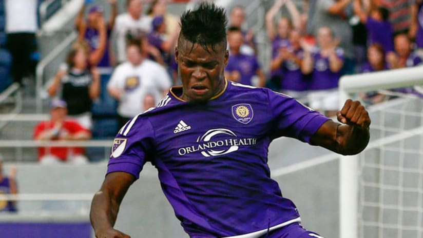 Orlando City SC attacker Carlos Rivas celebrates after scoring in the Open Cup