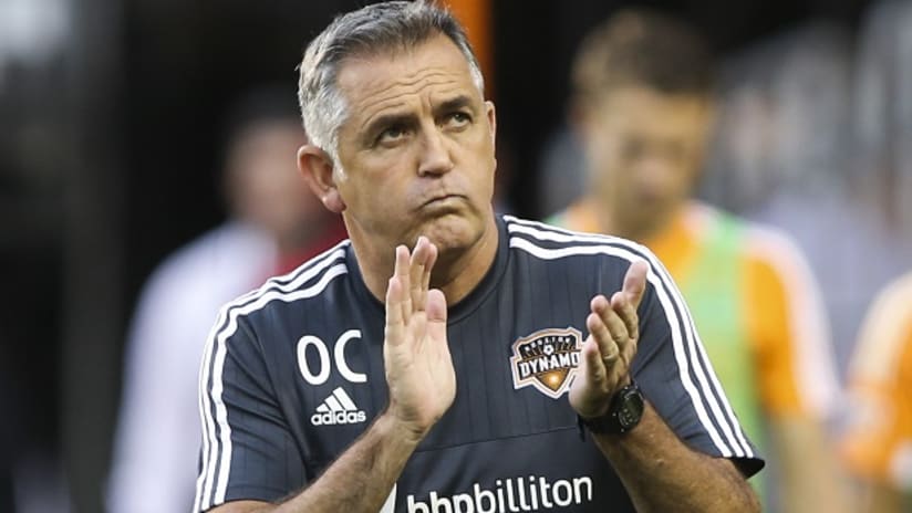 Houston Dynamo head coach Owen Coyle claps