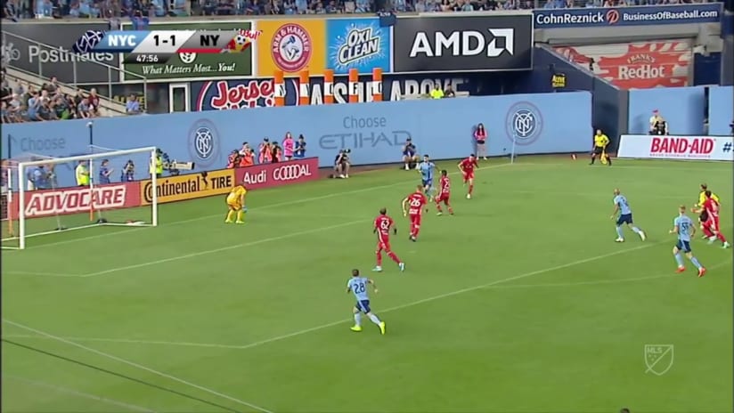 Valentín Castellanos with a great shot to the post vs. New York Red Bulls!