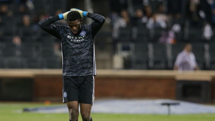 Sean Johnson dejected after 2019 playoff loss to Toronto FC