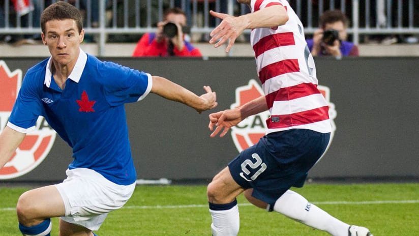 Will Johnson in action for Canada against the US national team