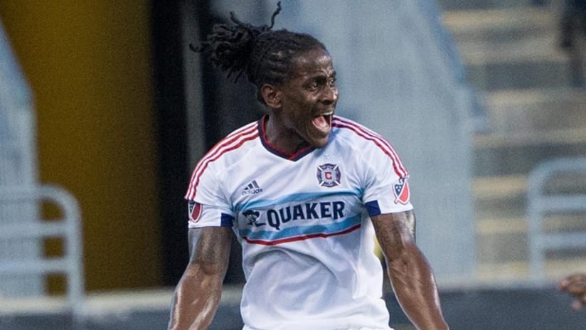 Chicago Fire defender Lovel Palmer looks upset during US Open Cup loss at Philadelphia