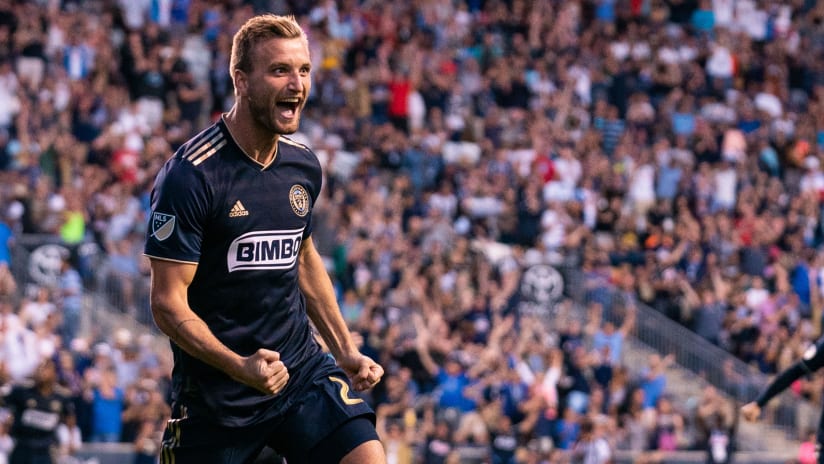 Kacper Przybylko celebrates - Philadelphia Union