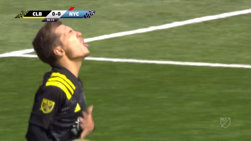 SAVE: Sean Johnson falls onto a Pedro Santos header