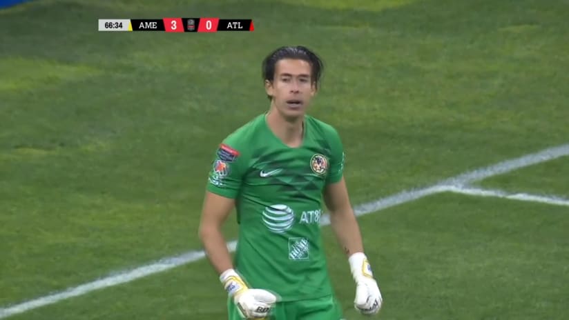 SAVE: Oscar Jimenez knocks aside a blast from Pity Martinez