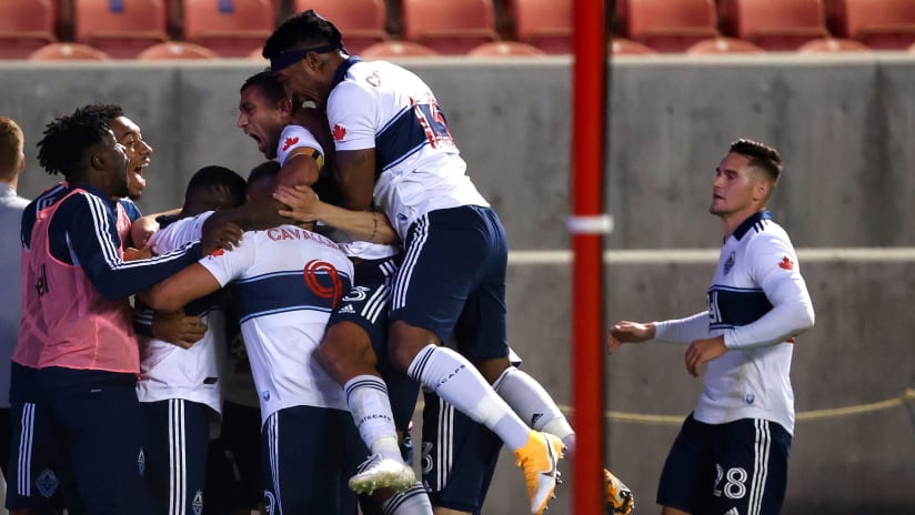 Vancouver Whitecaps - Celebrating - at Real Salt Lake