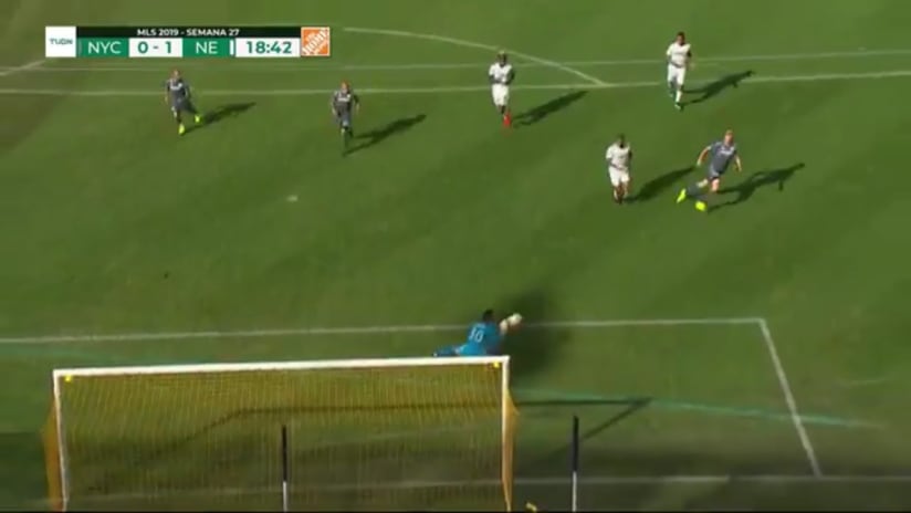 SAVE: Matt Turner bats away a Keaton Parks effort