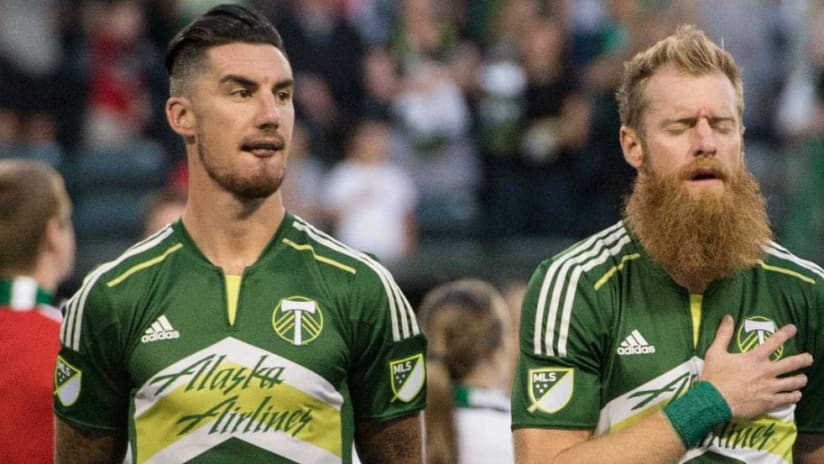 Liam Ridgewell - Nat Borchers - Portland Timbers - national anthem