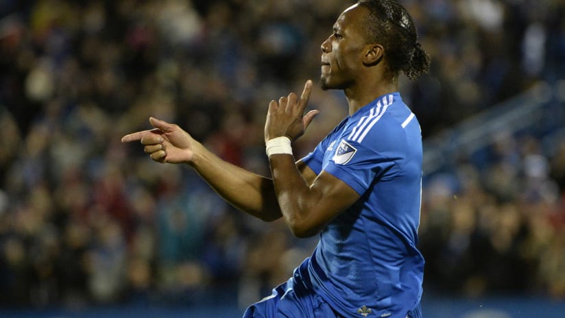 Montreal Impact's Didier Drogba celebrates vs Toronto on Decision Day 2015