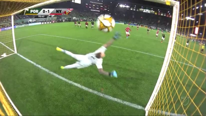 PK GOAL: Daniel Royer blazes his spot kick into the top corner