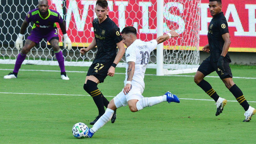 Cristian Pavon - LA Galaxy - shoots - vs. LAFC - Aug. 22, 2020