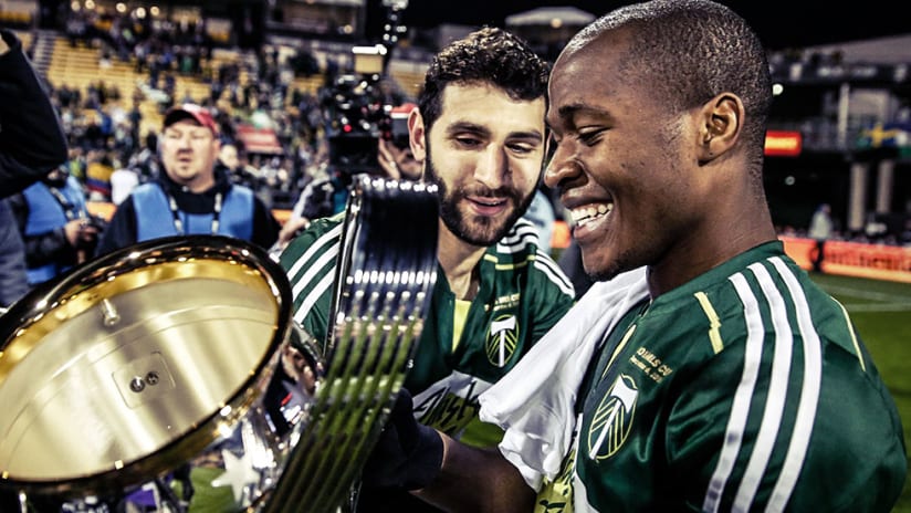 MLS Cup 2015 - Darlington Nagbe, Diego Valeri with MLS Cup