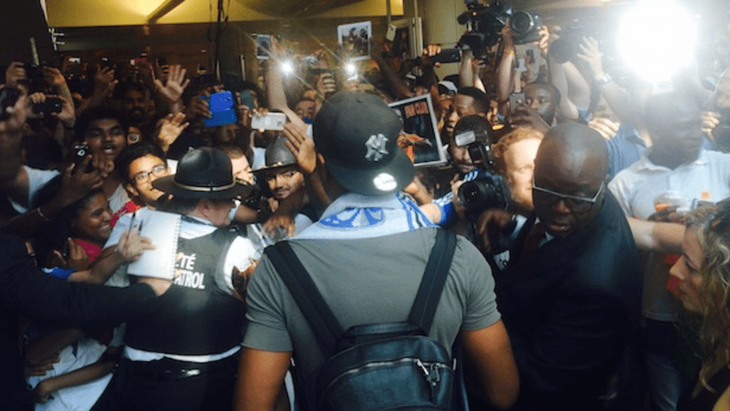 Didier Drogba arriving at the Montreal airport