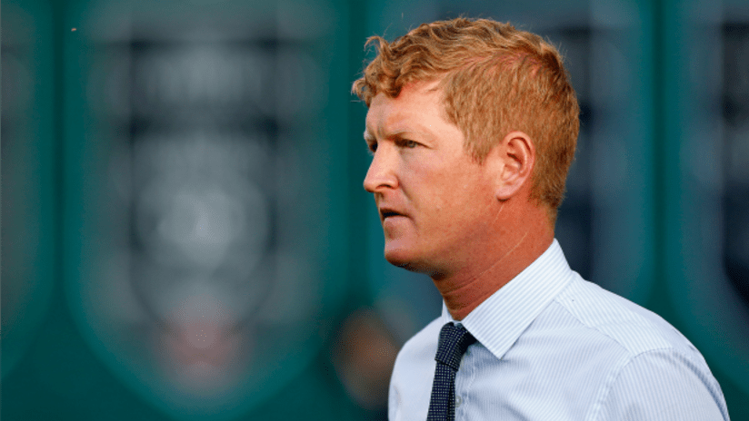 Philadelphia Union head coach Jim Curtin looks on