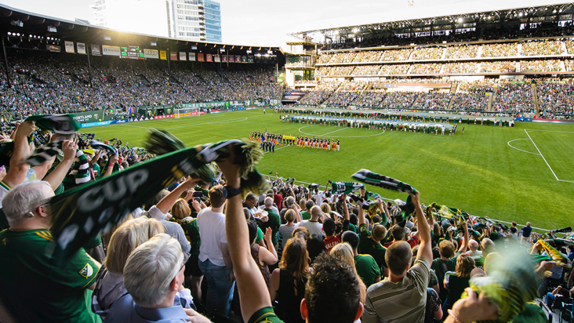 Expanded Providence Park - Portland Timbers - wide shot of 2019 home opener