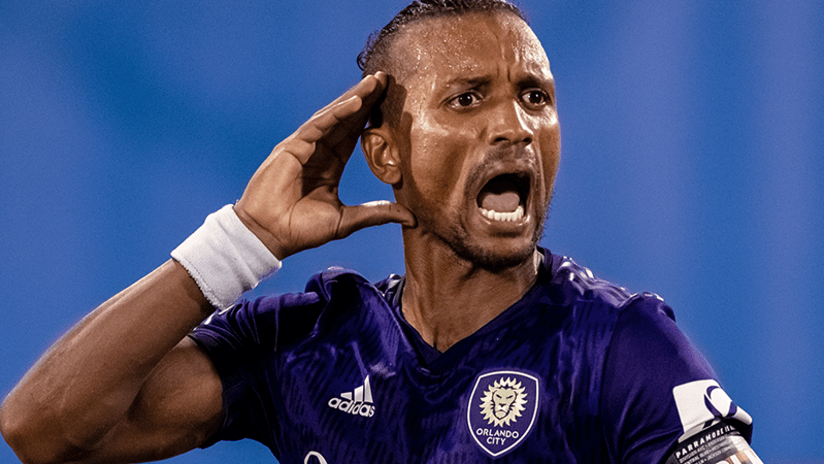 Nani holds ear - Orlando City - July 31, 2020Devin L'Amoreaux and Matthew Stith