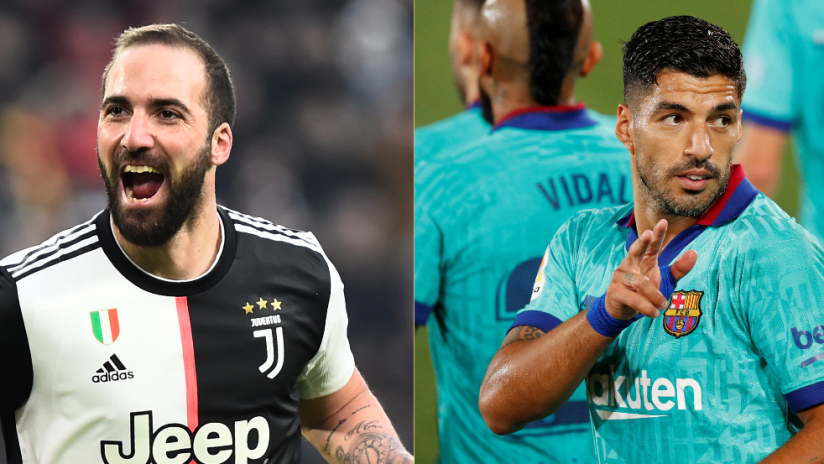 Gonzalo Higuain - Luis Suarez - split image