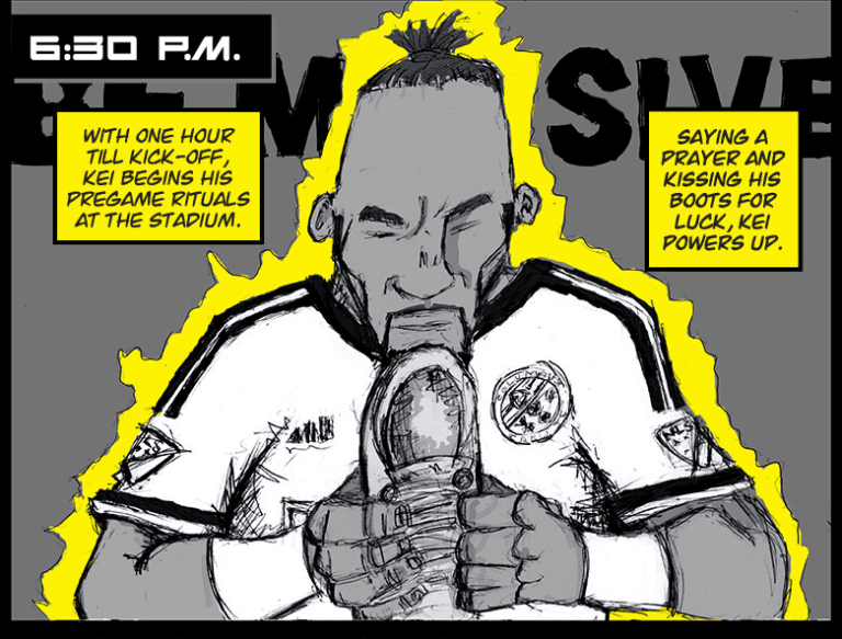 Game day with Kei Kamara! Columbus Crew SC star gets the comic-strip treatment -