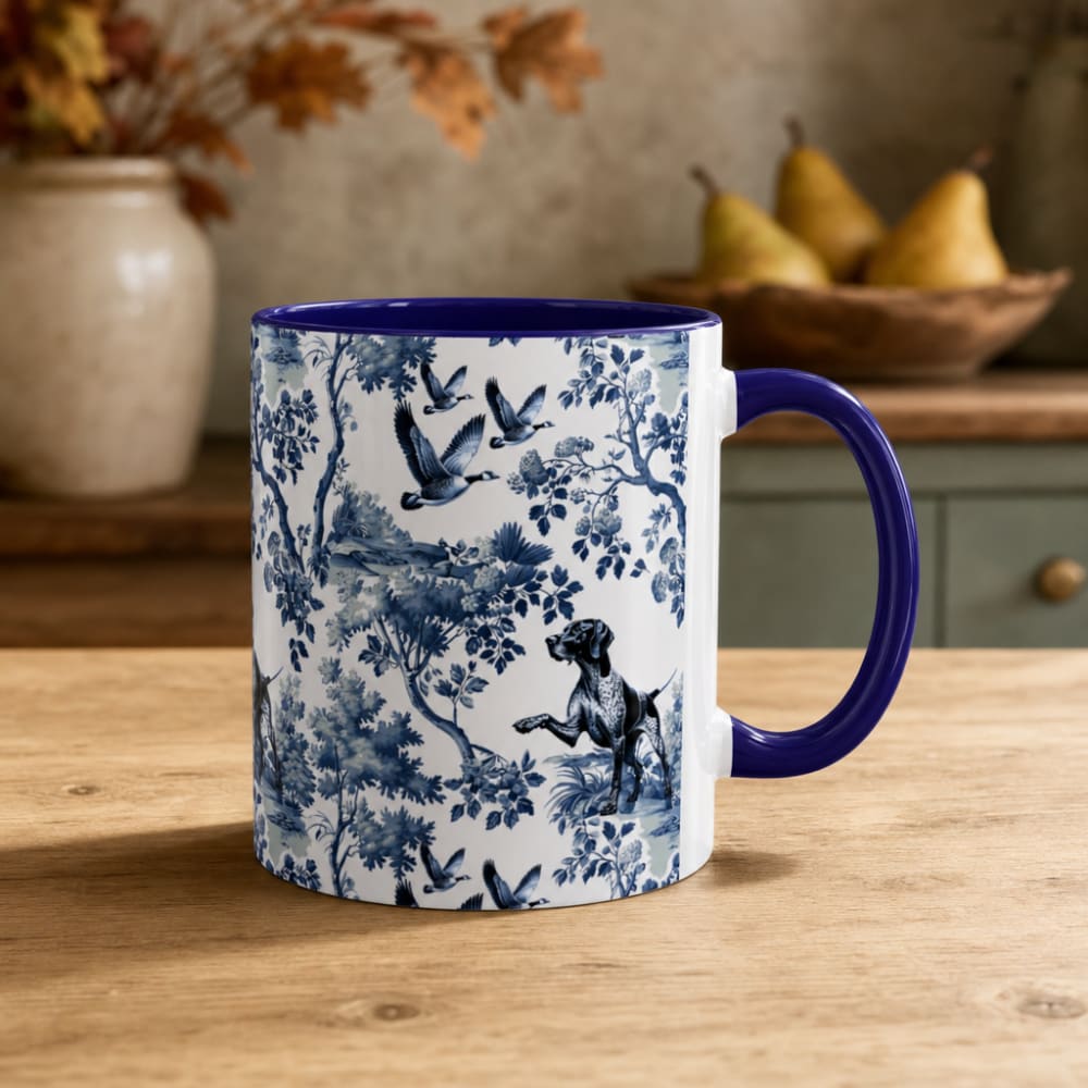 German Shorthaired Pointer mug on a harvest breakfast table