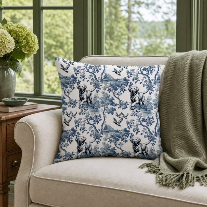 Labrador Retriever garden toile pillow cover